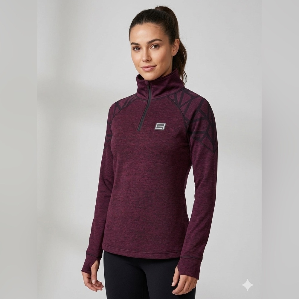 Tahari Sport Purple Heathered 1/4 Zip Pullover - Size S